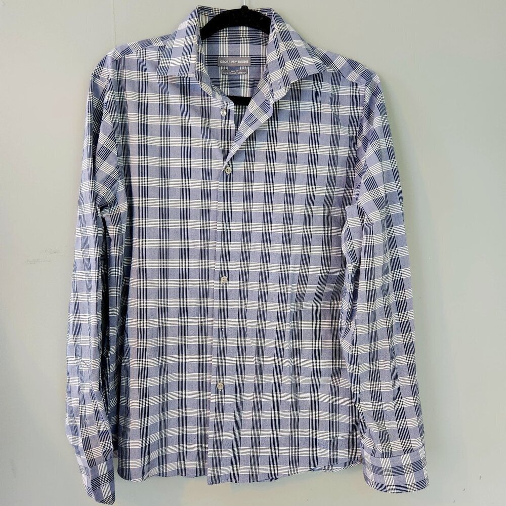 Geoffrey Beene Button Down Slim Fit Plaid Shirt. Mens 15- 15 1/2, 34/35. Medium